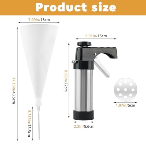 Churro Maker Machine with 16 Discs & 8 Nozzles - Multi-Function Cookie Press Kit