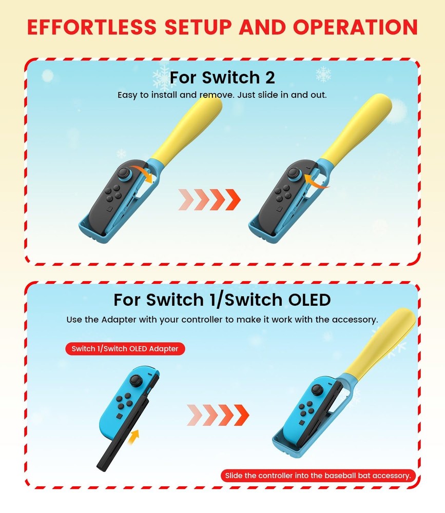 [Switch 1/2 Compatible] CODOGOY Baseball Bat Handle Switch 1/2, Multi-Color