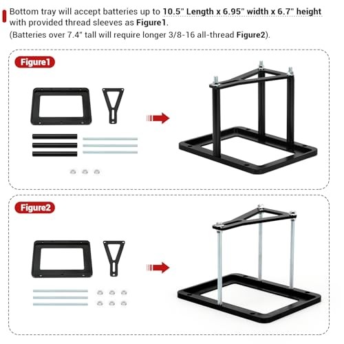 Battery Tray Hold Down Bracket Battery Relocation Kit Trunk for Optima black