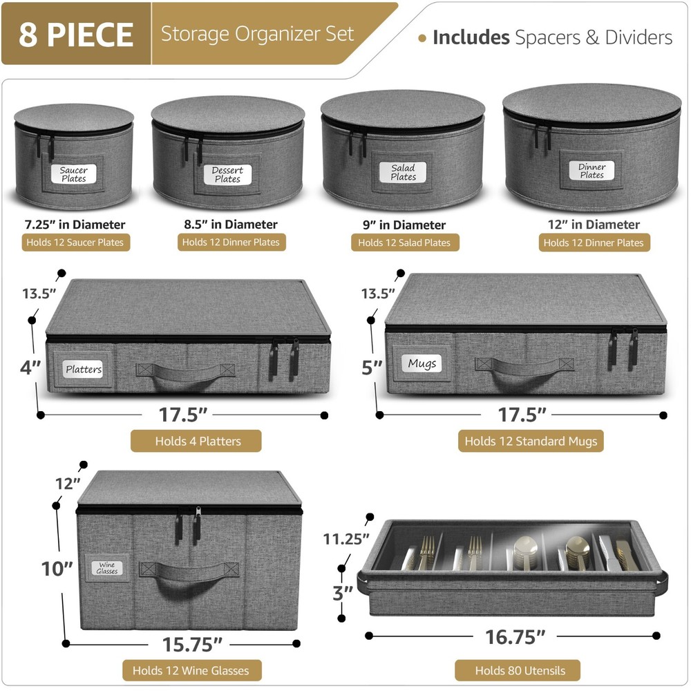 Dinnerware Storage Set (Gray)