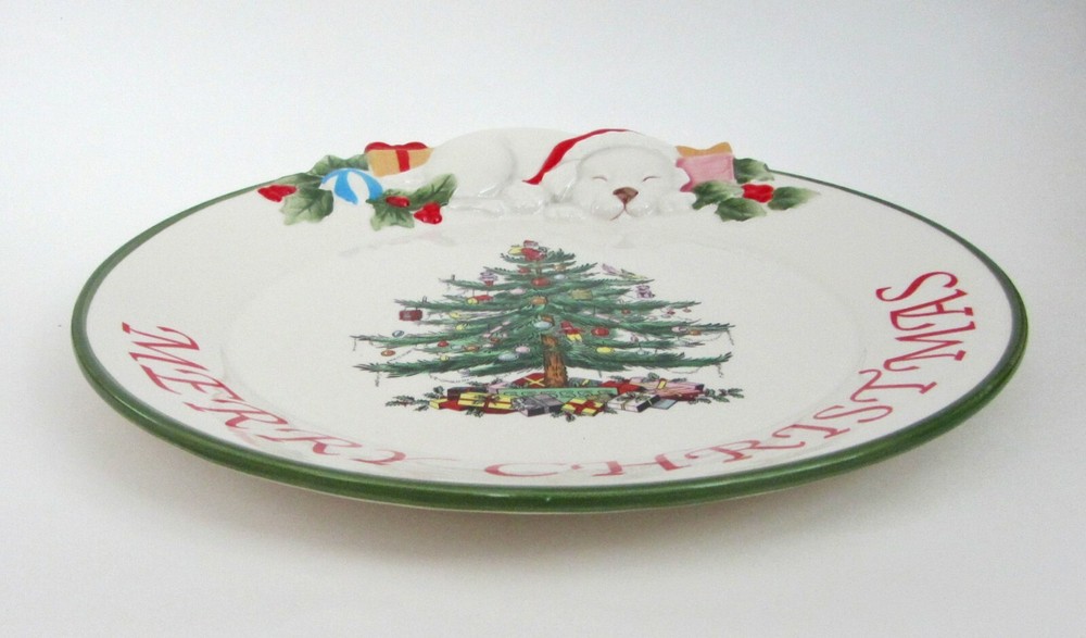 Spode Christmas Tree Puppy Serving Platter Tray 13" NEW