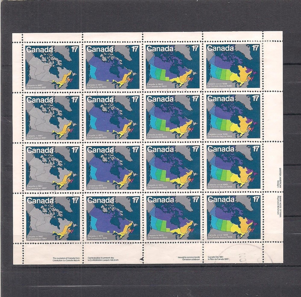 Canada #893a used sheet CV 7.50