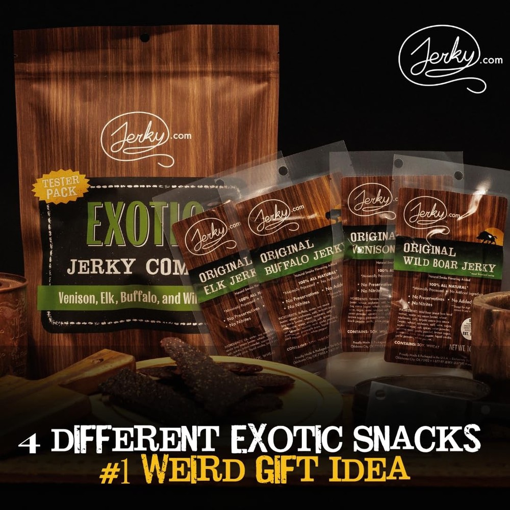 Jerky.com's Classic Exotic Jerky Variety Sampler Pack - Jerky Variety Pack wi...