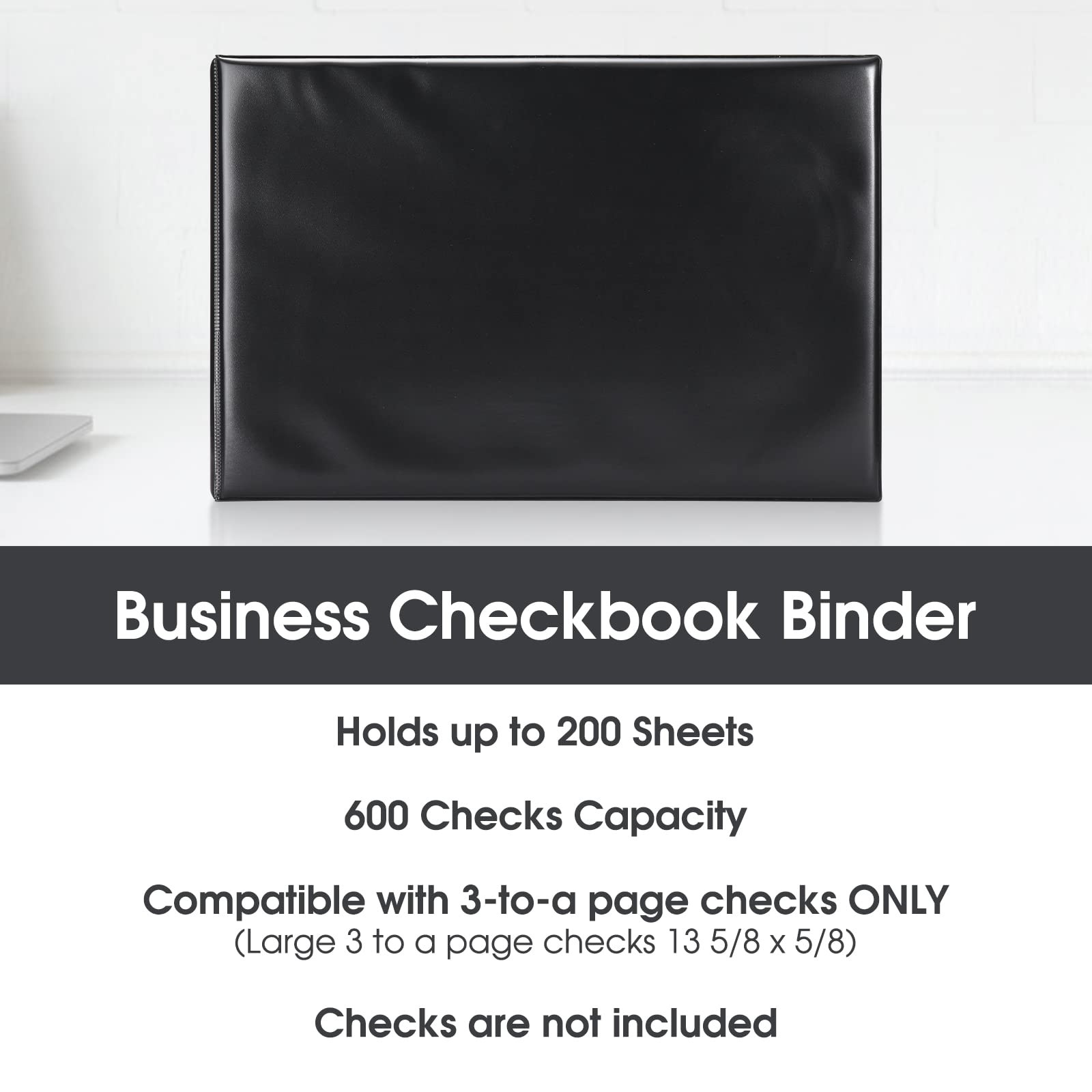 7 Ring Business Check Book Binder, 600 Checks Capacity for 9" X 13" Sheets, PU L