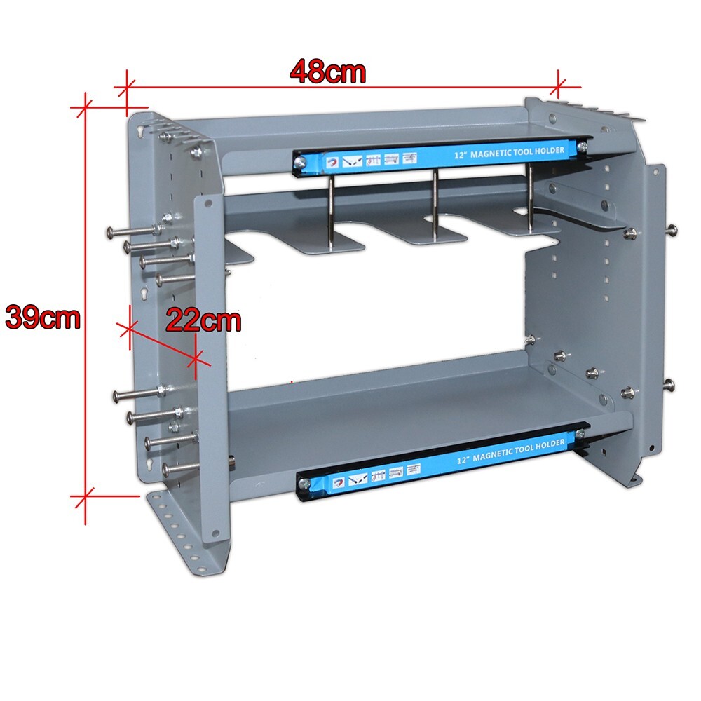 Multi-function Fixed Wall Type Three-layer Tool Rack w/12" Magnetic Strip 005821
