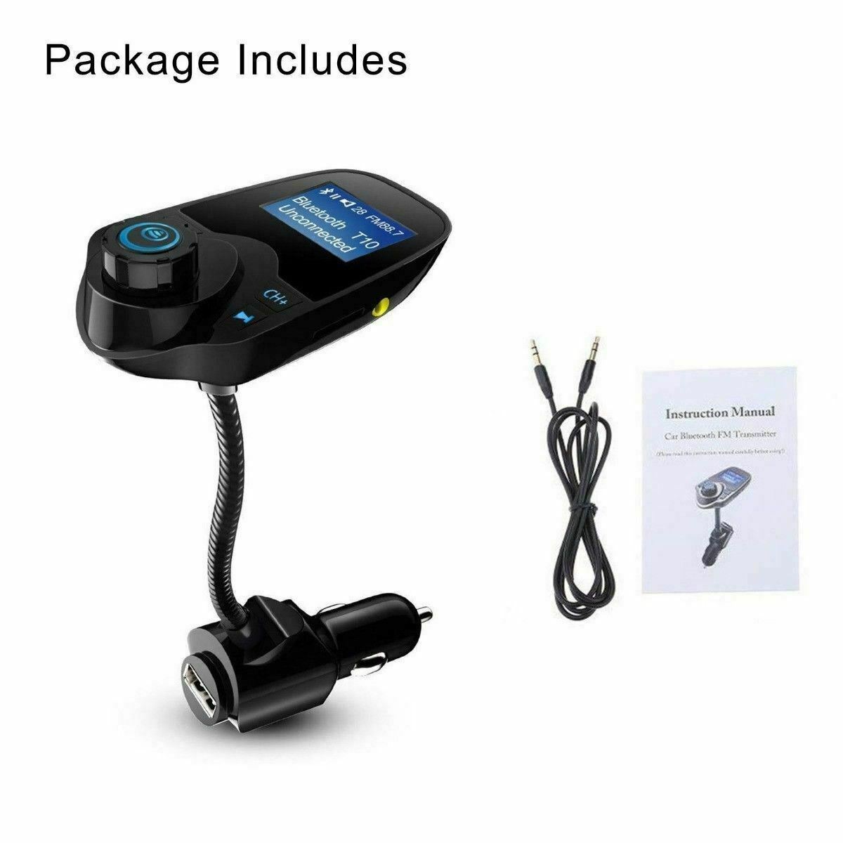Wireless In-Car Bluetooth FM Transmitter MP3 Radio Adapter Car Kit USB Charger