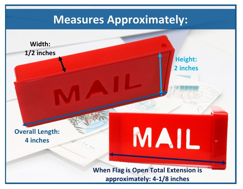 Plastic Front Mount Red Mailbox Flag for Brick, Stone Mailboxes Mail Alert Flag