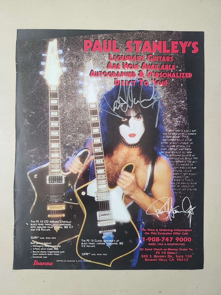 KISS Paul Stanley RARE Signed Auto Ibanez Guitar Promo Tour Book Program 8x14 VG