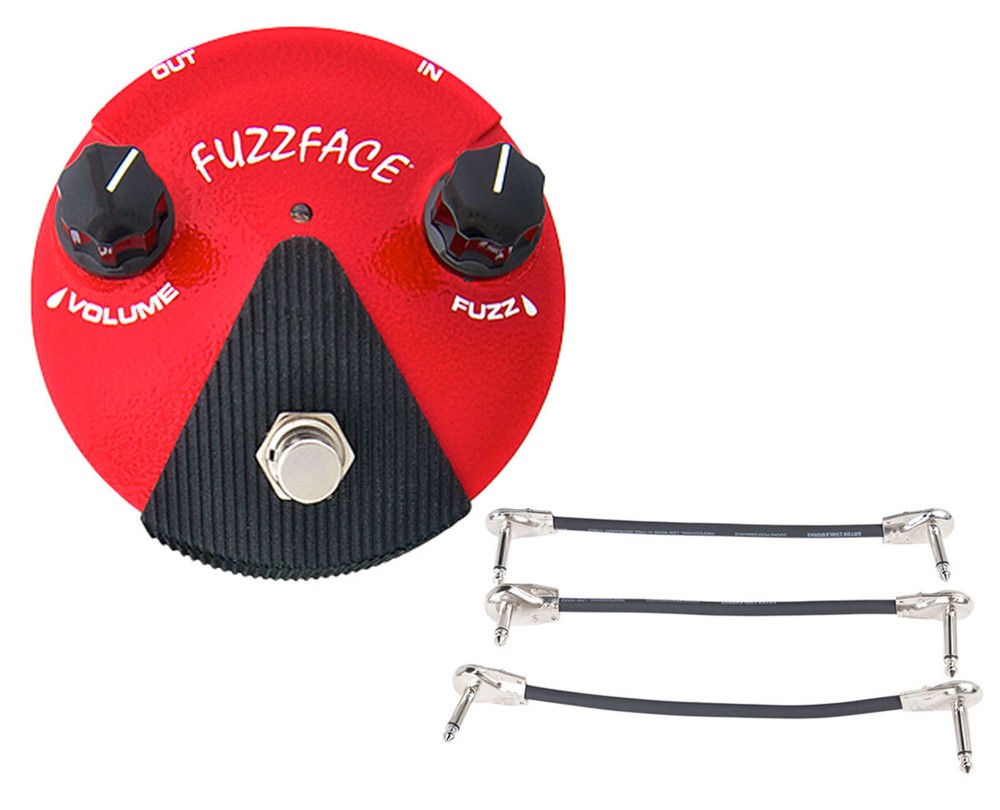 Dunlop FFM2 Germanium Fuzz Face Mini Red + Gator Patch Cable 3 Pack