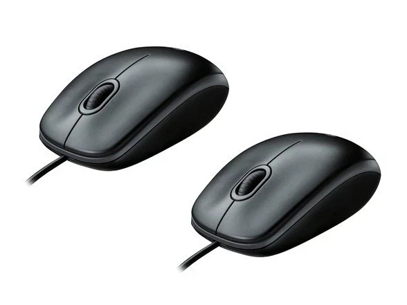 LOT OF 2 Logitech B100 Optical 3-button Wired USB Mouse