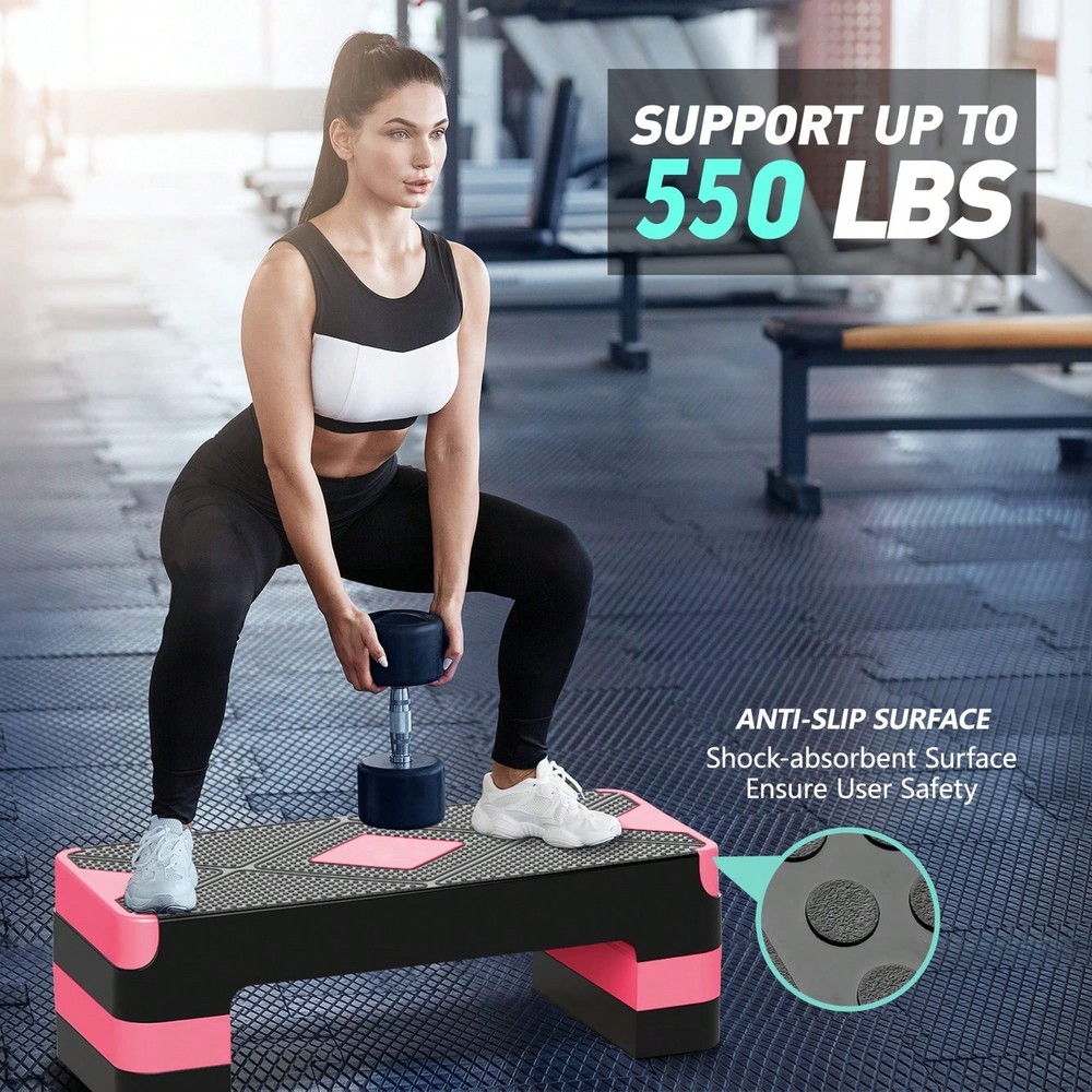 Adjustable Aerobic Stepper Exercise Step Platform 4 6 8 Inch Risers Home Gym Fit