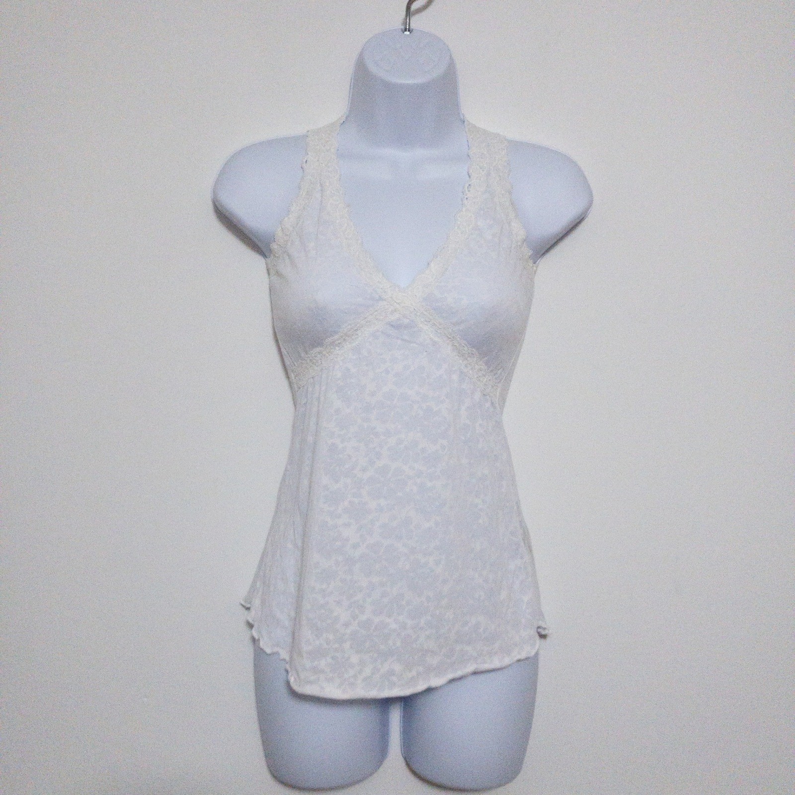 Delias Burnout Babydoll Y2K Tank Top Womens XS White Layer Piece