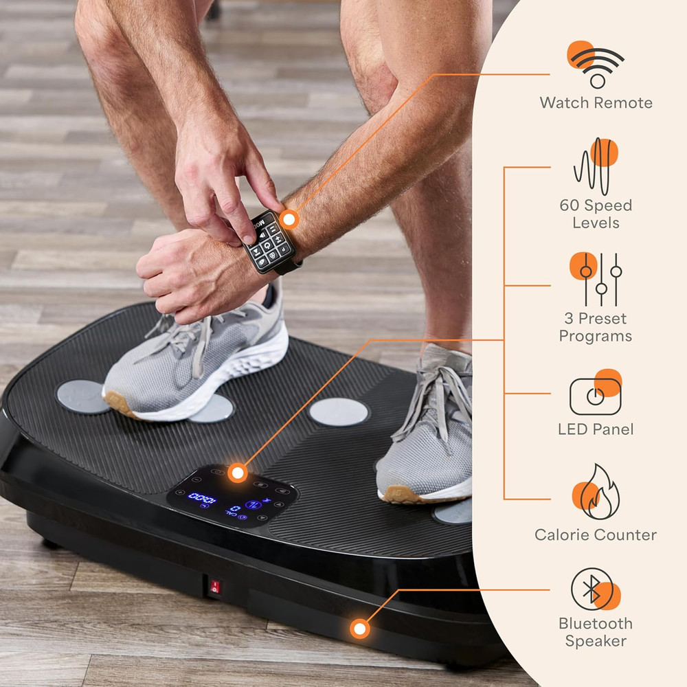 Rumblex 4D Vibration Plate Exercise Machine with Triple Motor Oscillation, Linea