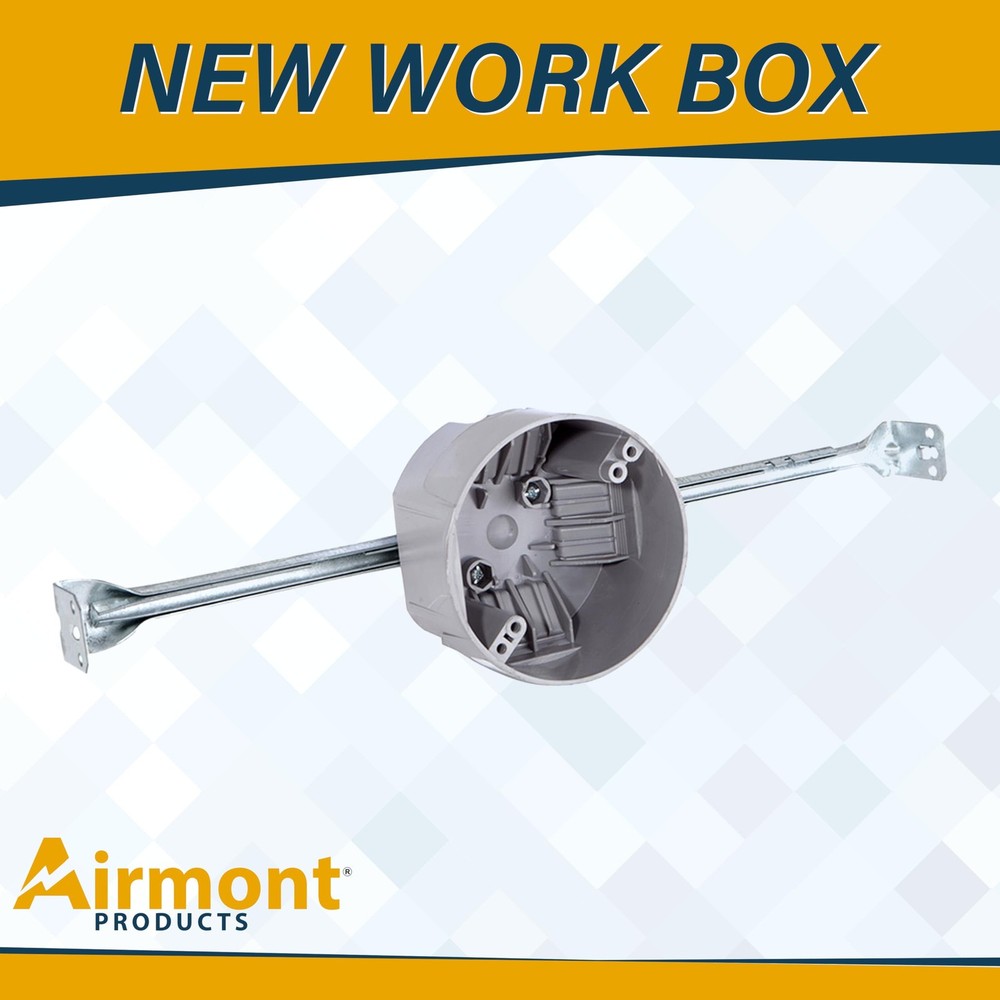 Round PVC Electrical Box With Adjustable Bar, For New Work, Bar Adjusts From...