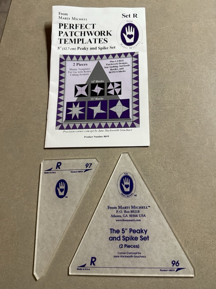 Marti Michell Perfect Patchwork Template Set R 5”Peaky and Spike Set 8019