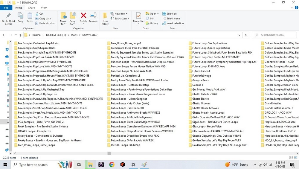 5TB hard drive full of loops, samples, refills, Rex, Native instrument programs