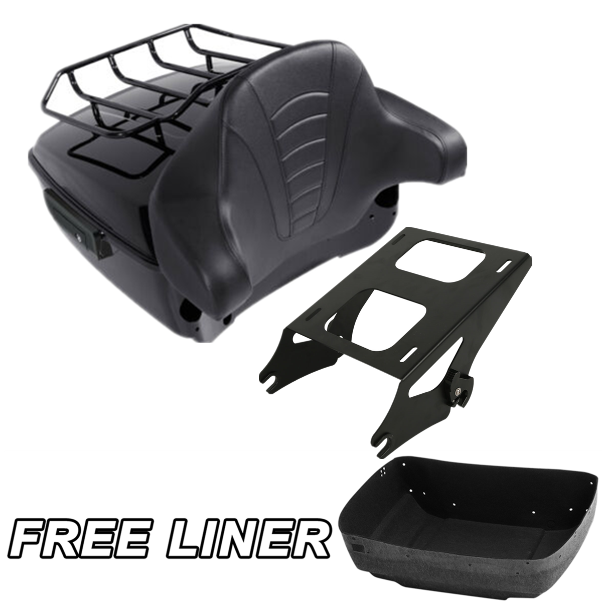 Black King Pack Trunk Pad Mount Rack For Harley Tour Pak Davidson Touring 14-24