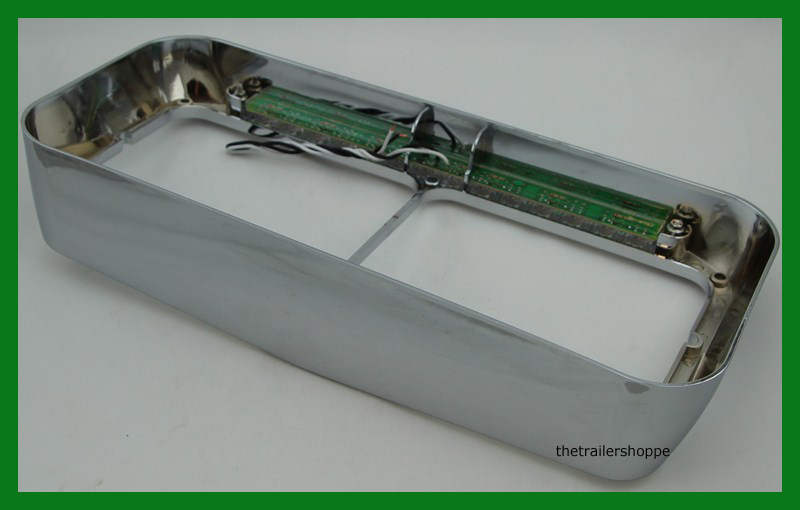 Chrome Plastic Dual Rectangular Headlight Bezel with Visor 14 LED Green -1 Set