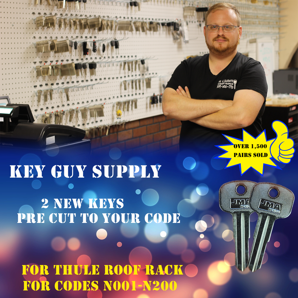 N001-N200 Replacement keys for Thule roof rack, Cut to Code Licensed Locksmith.