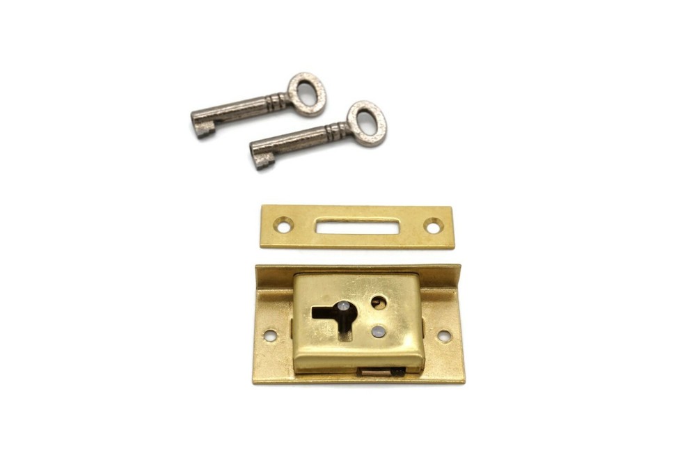 Half Mortise Lock Chest Trunk Small Box Lock Solid Brass Cabinet Lock 2 Keys