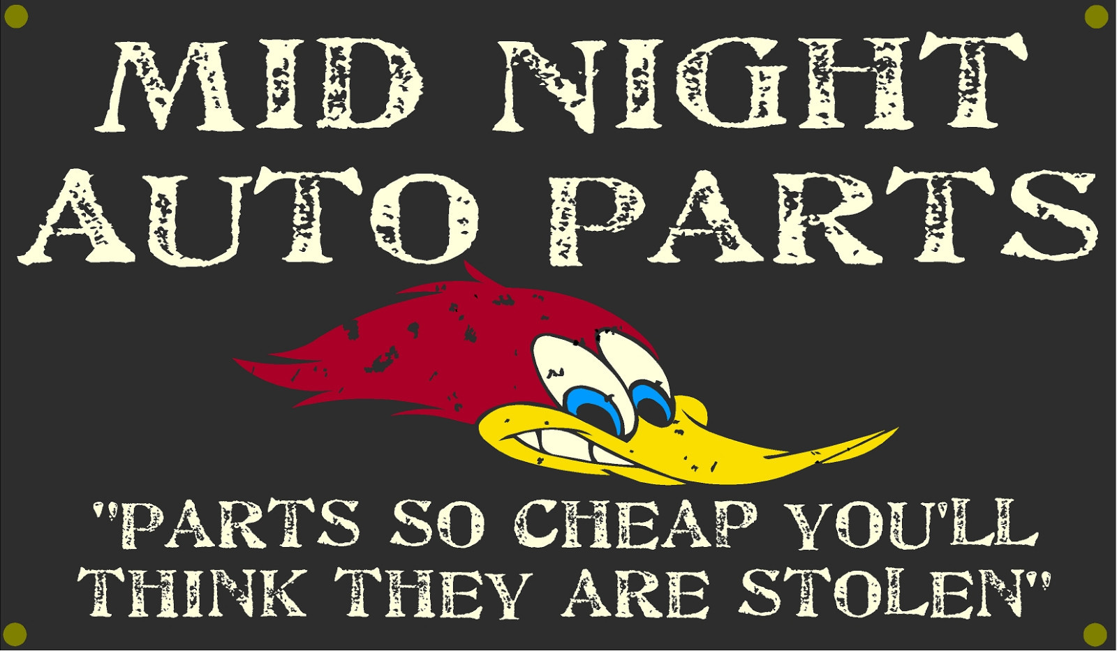 Mid Night Auto Parts Garage Banner Man Cave Banner Hot Rod Rat Rod NHRA
