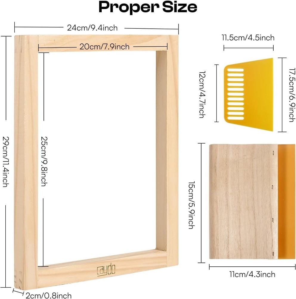 Versatile 8x10 Wooden Screen Printing Frame with Quality Squeegee & Scraper