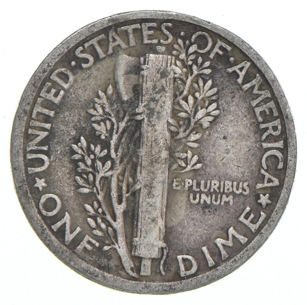 VG+ 1925 Mercury 90% Silver Dime