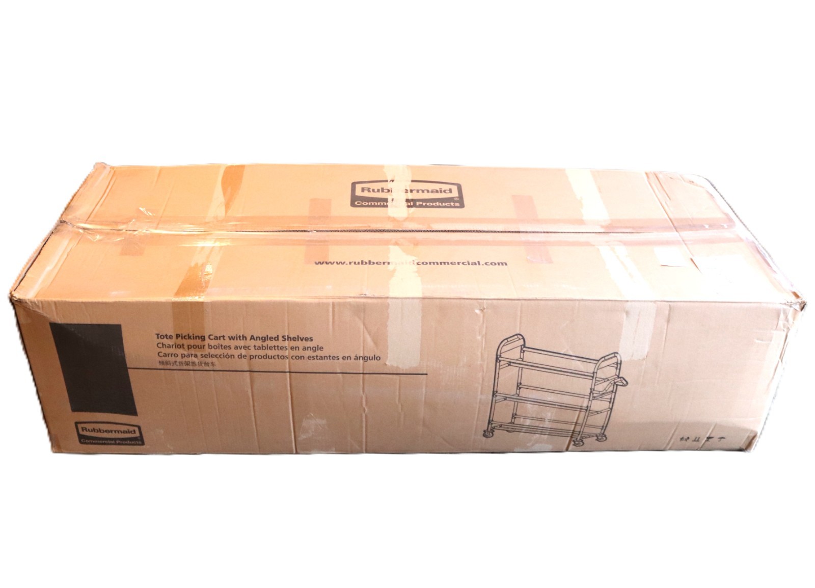 Rubbermaid Tote Picking Cart with Angled Shelves - Red - 2144269