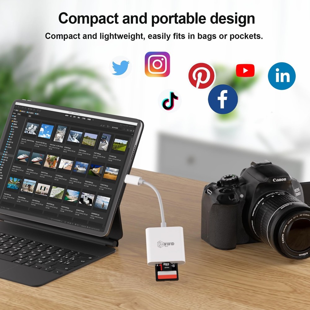 SD Card Reader, Reader for iPhone 17/16/15 Pro White