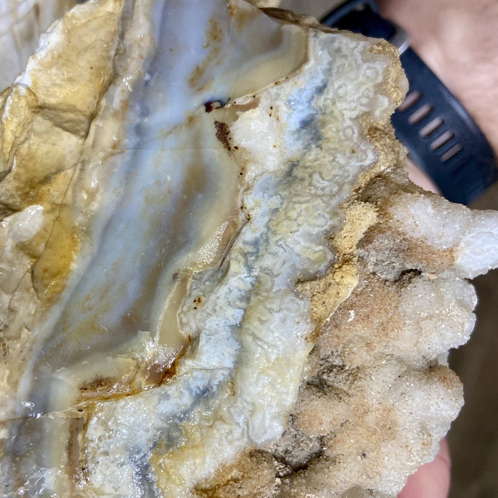 Massive Wyoming Lace Agate Rough With Botryoidal Druzy Quartz