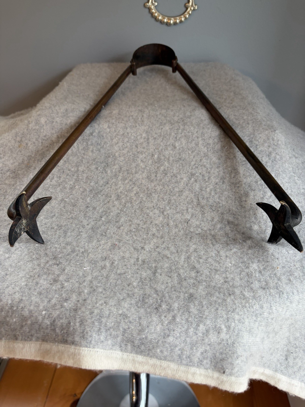 Antique Star Tip Fire Place Tongs Hand Forged 18 Inch Log Grabber