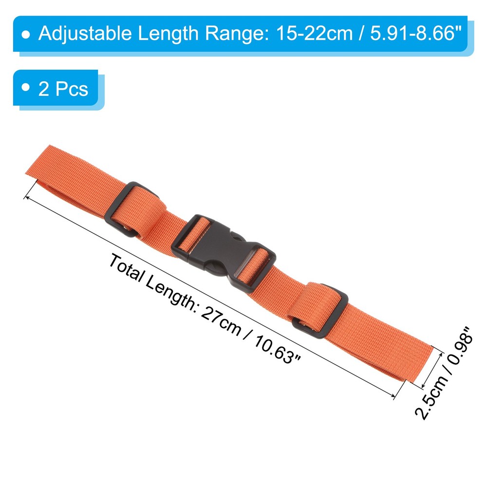 Backpack Chest Strap, 2 Pcs Adjustable Strap with Quick-Release Buckle, Orange
