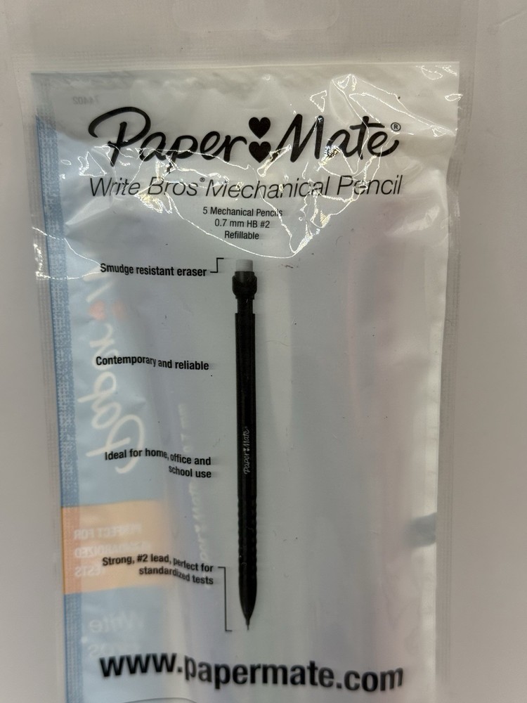 Paper Mate Write Bros Mechanical Pencils, 0.7mm, Refillable, 5 Count, 2012 NOS
