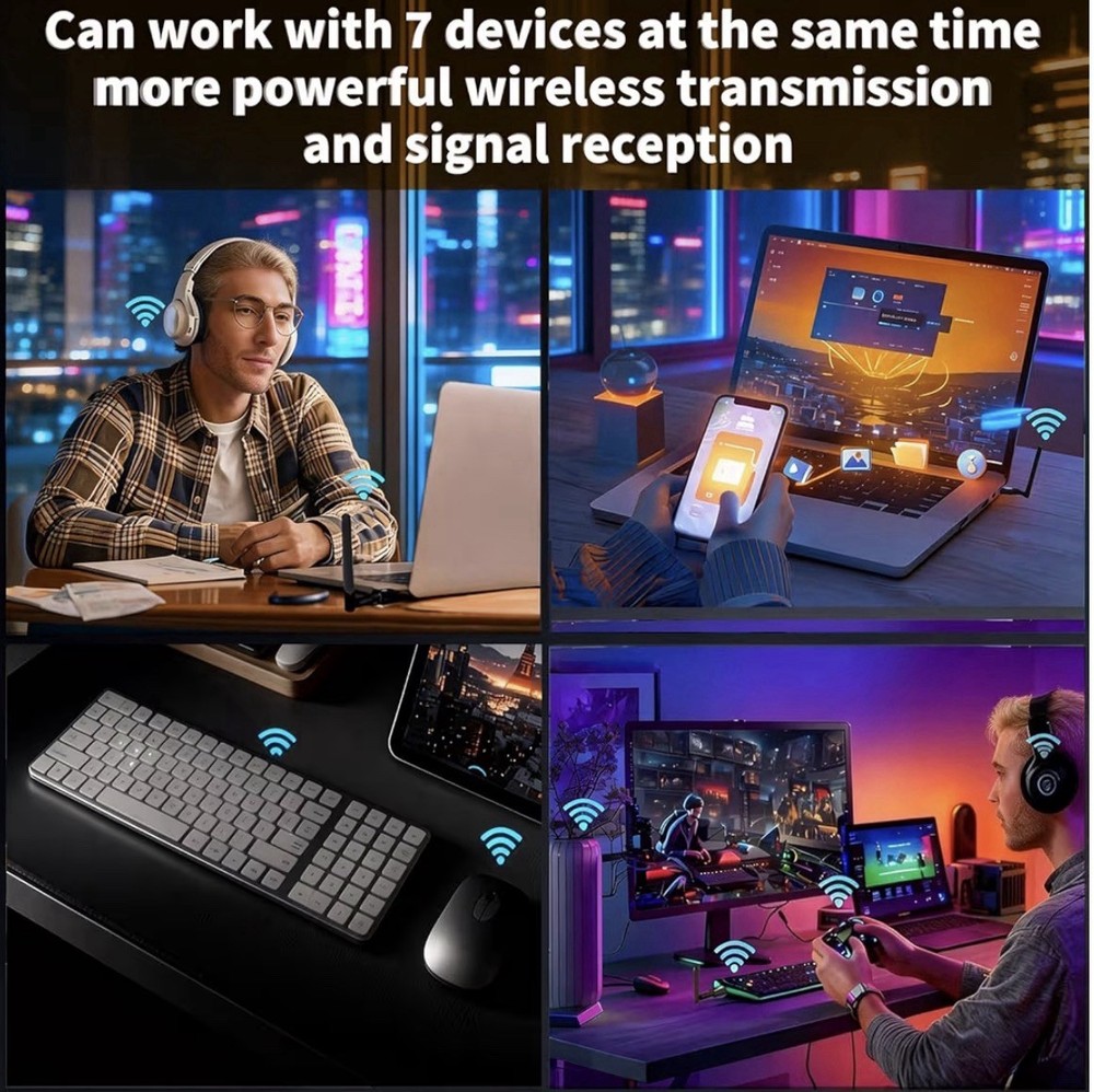 USB Bluetooth 5.4 Adapter for Desktop PC: Long Range 500FT Wireless Dongle with