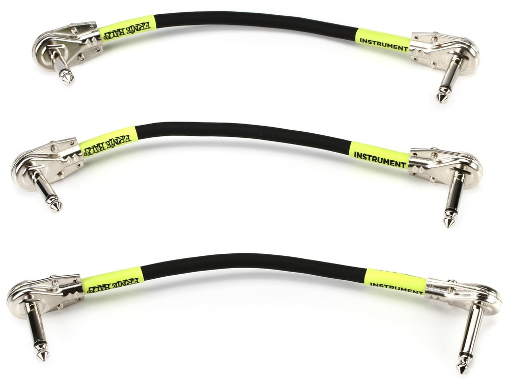 Ernie Ball 6" Flat Angle / Flat Angle Patch Cable (3-pack) - Black