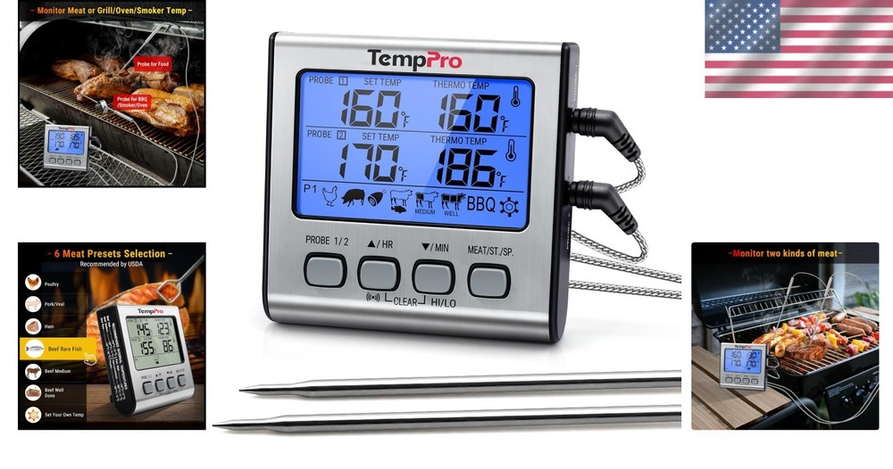 Digital Meat Thermometer with Dual Probes