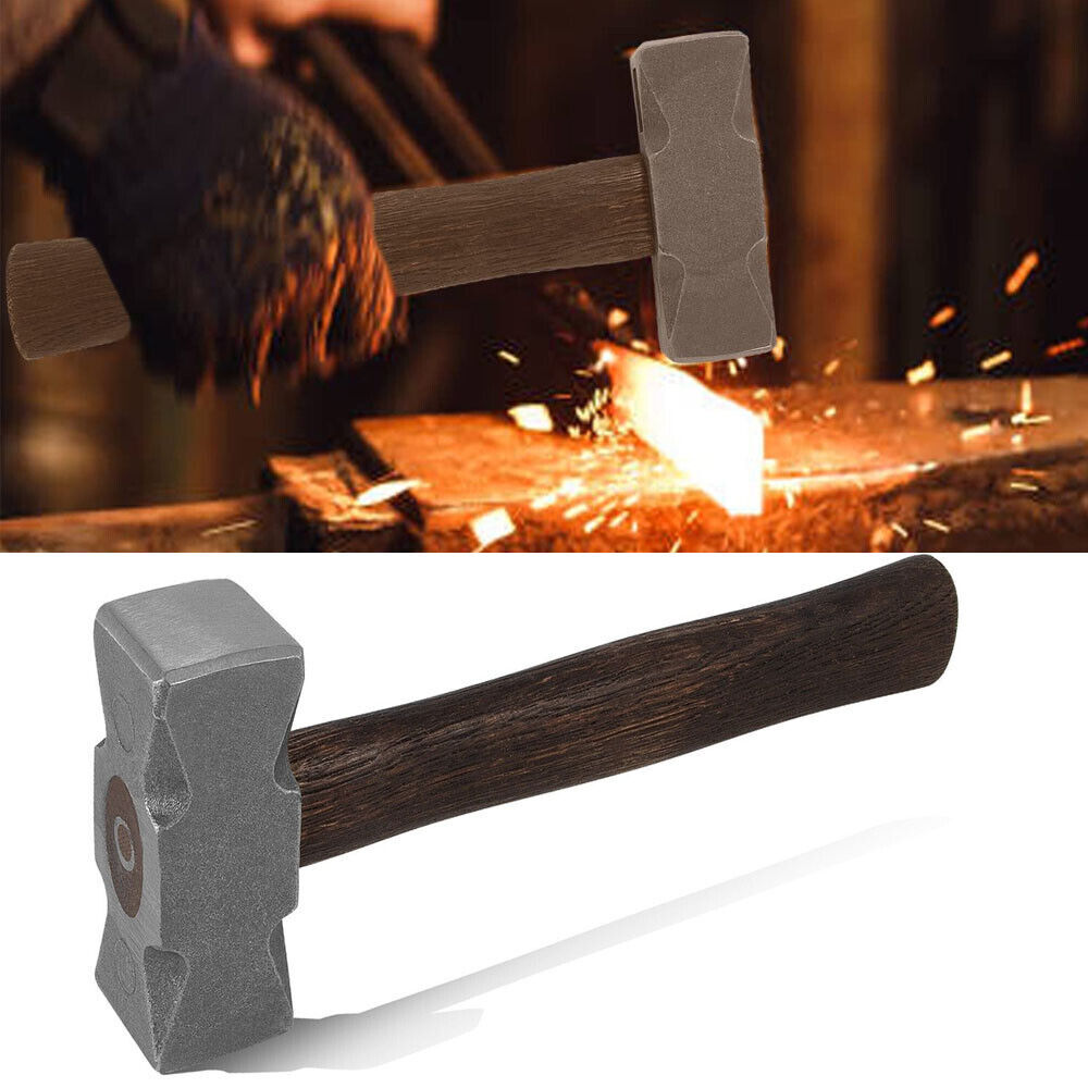 2.2LB Forging Square Hammer w/ Double Faces for Farrier Bladesmithing Blacksmith