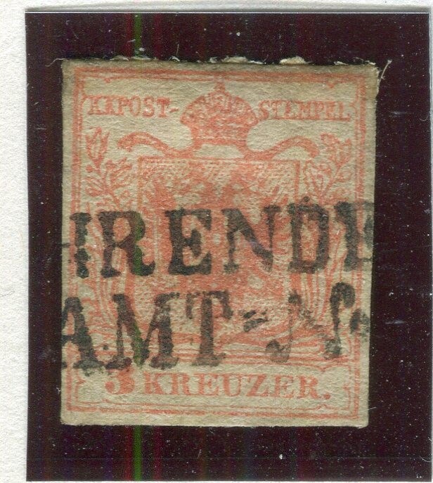 AUSTRIA; 1850 classic Imperf fine used 3k. value + Langstempel Postmarked