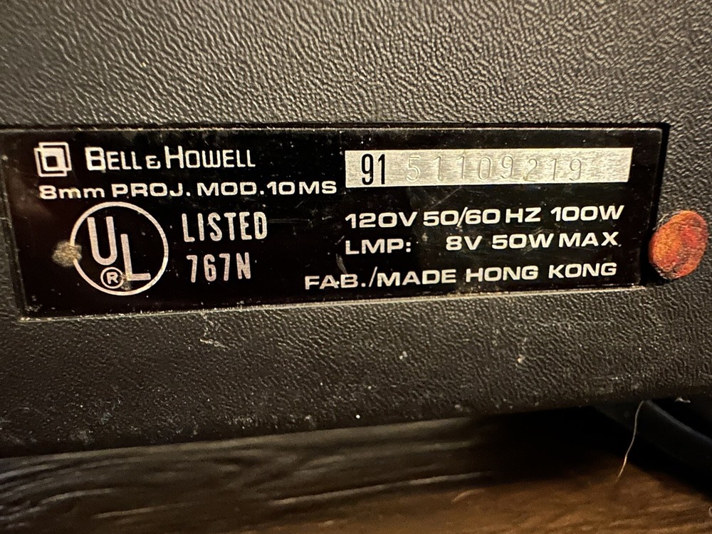 Bell & Howell 10MS 8mm Dual Super Variable Speed Black Projector Untested