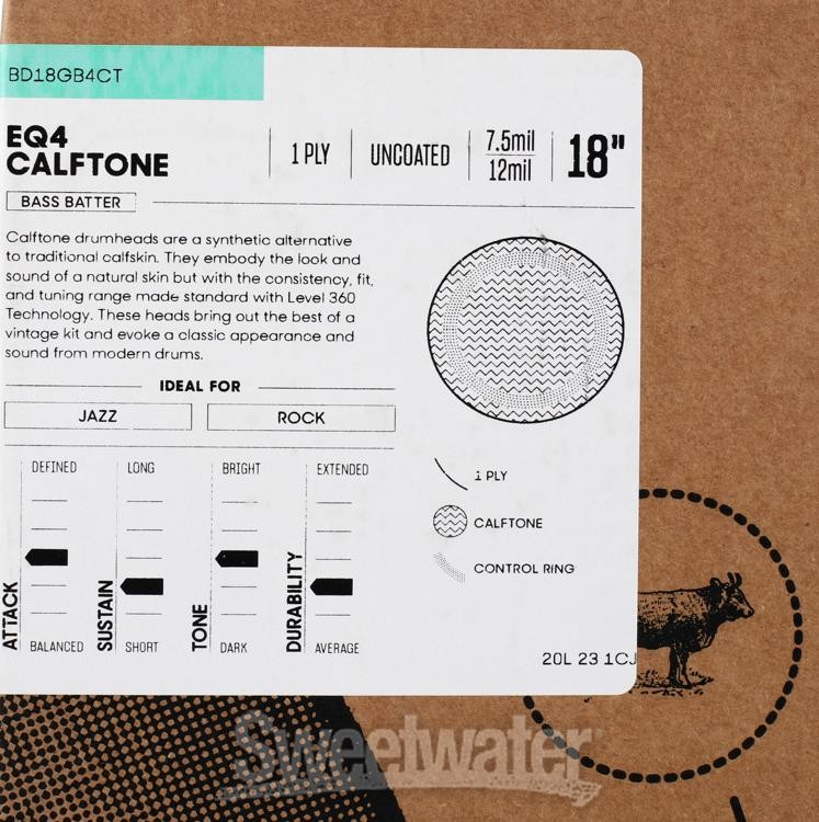 Evans EQ4 Calftone Bass Drumhead - 18"