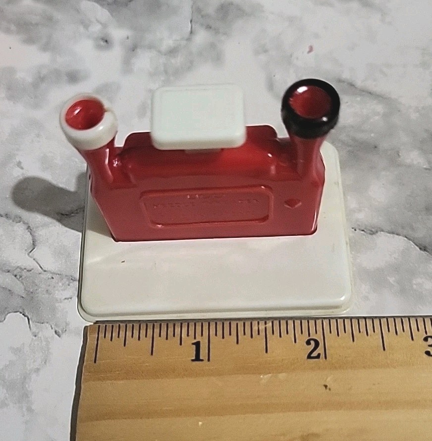 Vintage German Plastic Automatic Needle Threader Stand Case Miniature 2 Chimneys