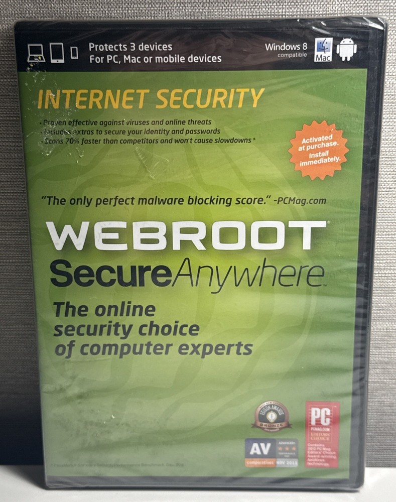 Webroot Software Secure Anywhere Internet Security 2013 for PC/Mac. NEW ~ Sealed