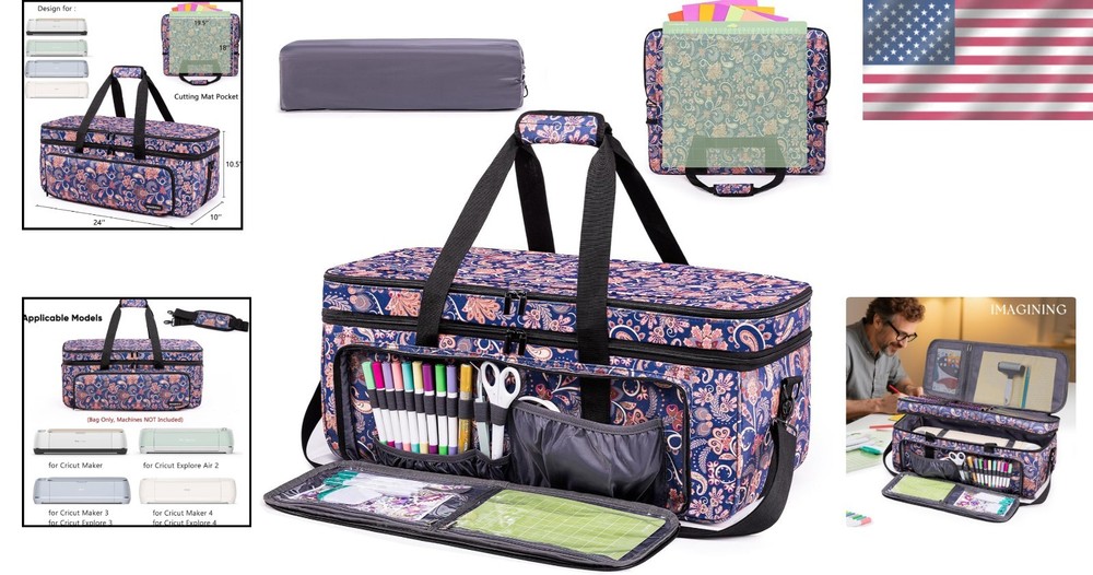 Cricut Carrying Case Polyester Double-Layer Storage Organizer for Maker Explore