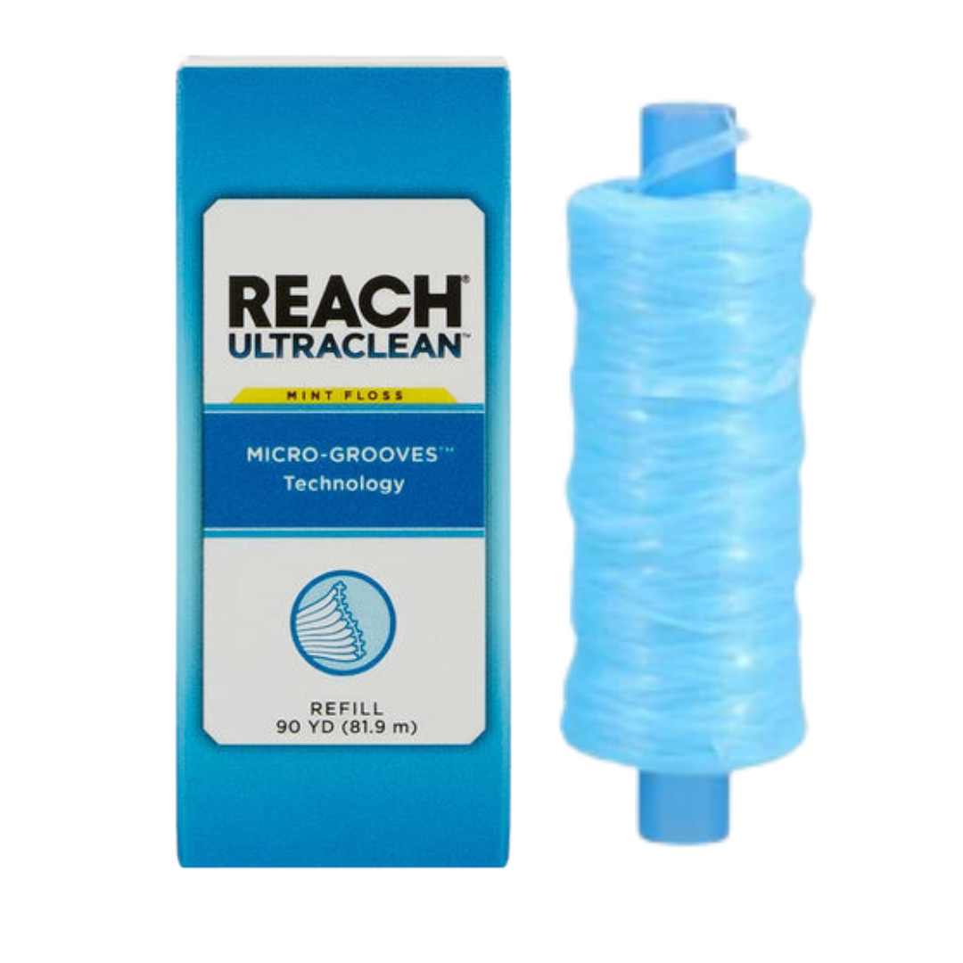6-PACK REACH Ultraclean Dental Floss Refill, Shred-Resistant Mint Floss 90 yds