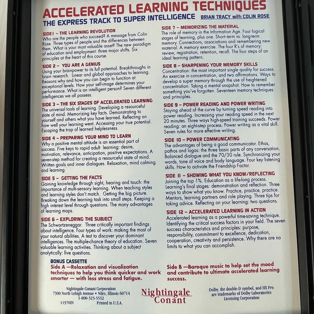 Brian Tracy/Colin Rose: Accelerated Learning Techniques, Workbook + 7 Cassette