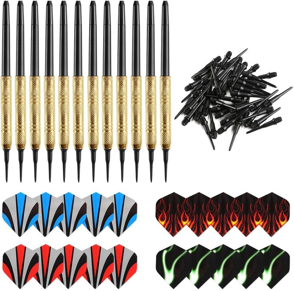 12 Pcs Darts Plastic Tip, Soft Tip Darts Set, 14g Plastic Tipped Dart, Attach E