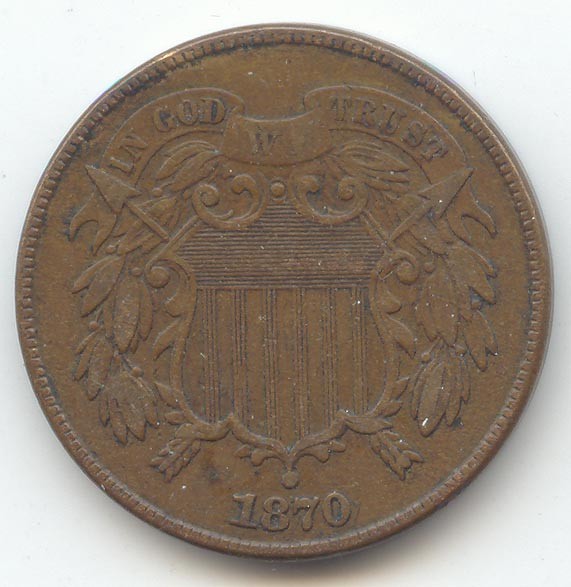 1870 Two Cent Piece, 2c, XF