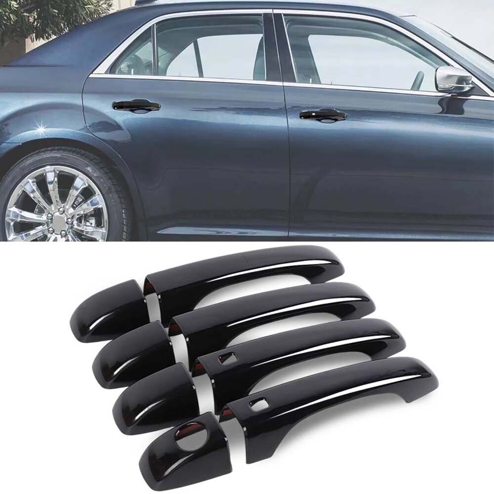 4pcs Black Exterior Door Handles Decor Shell Cover Trim For Chrysler 300 2011+