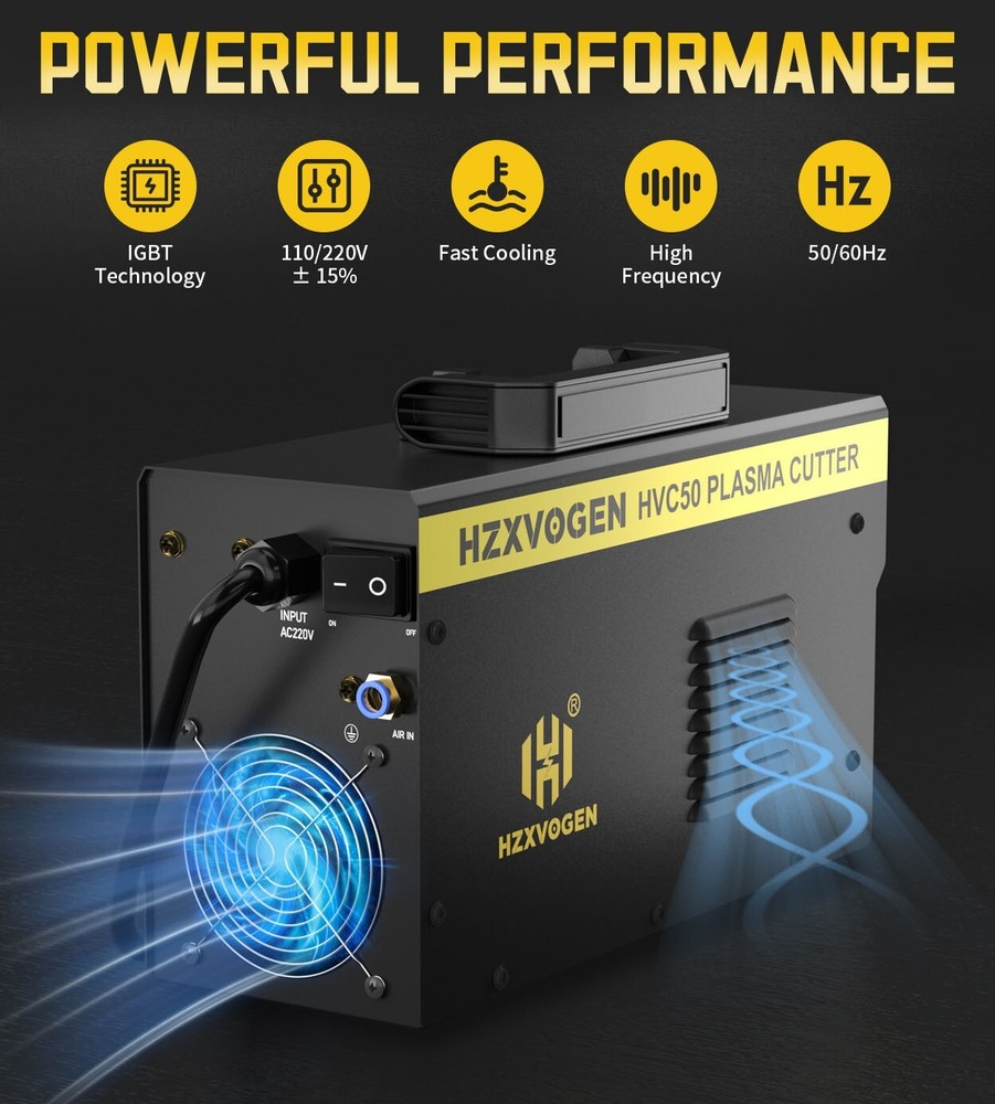 HF Touch Pilot Arc Cutting Machine Plasma Cutter with Quick Air Connector ,50Amp
