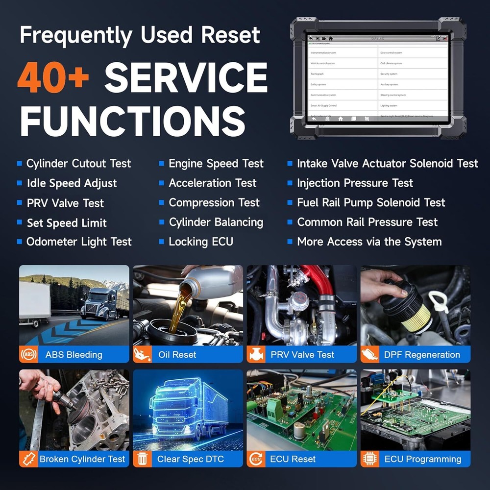 ANCEL X7 HD Heavy Duty Truck Diagnostic Scanner DPF Regen Tool OBD2 Code Reader